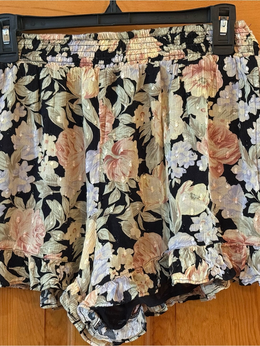 American Eagle Outfitters Black Floral Ruffle  Shorts